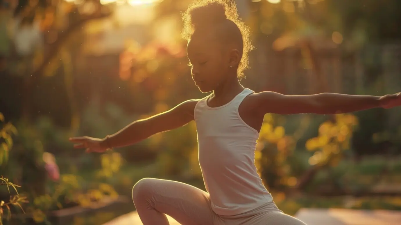 Zwart kind dat yoga beoefent